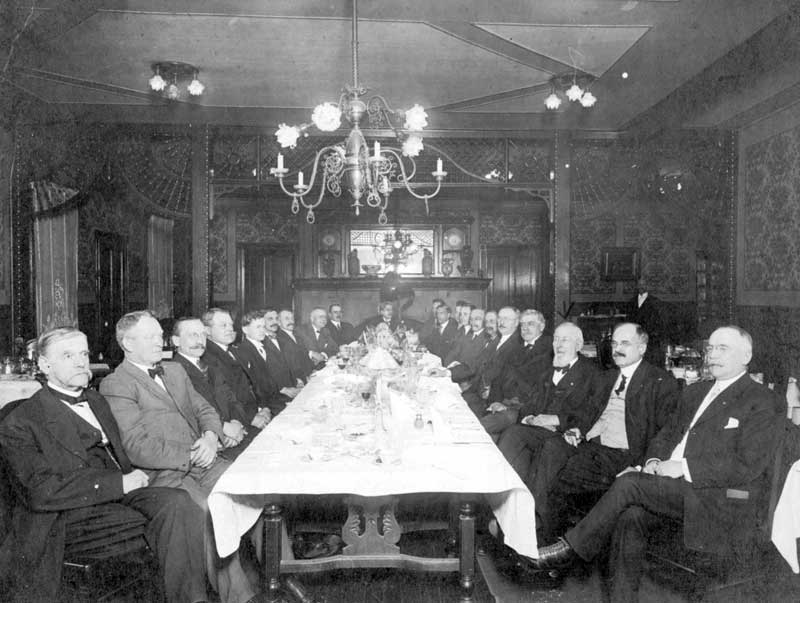 The Banker’s Banquet at the Indian Queen Hotel, January 27, 1912, given by hotel president Charles Dean Wallace for the directors and officials of the Stroudsburg National Bank.