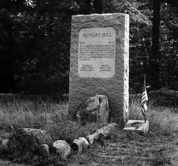 Gen. John Sullivan and his troops camped at Hungry Hill in Tobyhanna Township in 1779. The militia had been sent north by Gen. George Washington to defend the area against the Iroquois. This memorial marks the resting place on an unknown Revolutionary War soldier.