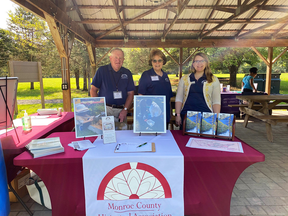 John H. Abel, Ruth Randone, and Julia Burns promote the Historical Association at the Middle Smithfield Township Volunteer Fair.